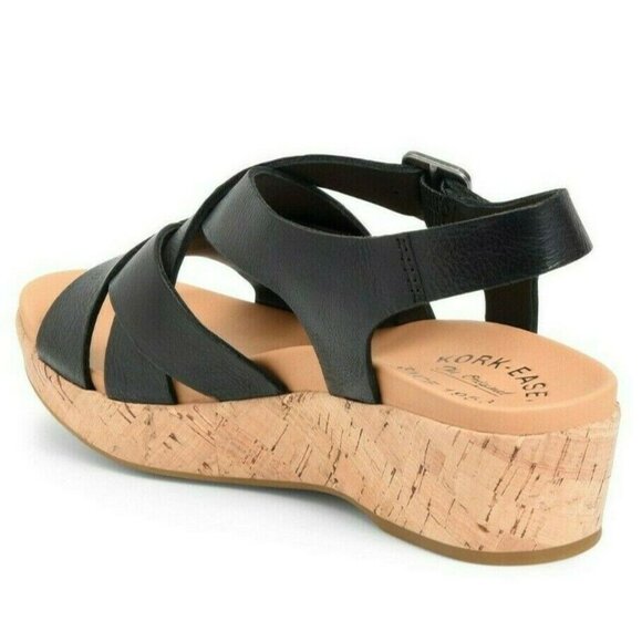 🆕KORK-EASE Caroleigh Black Wedge Sandal Shoe 11 Black - Picture 2 of 13